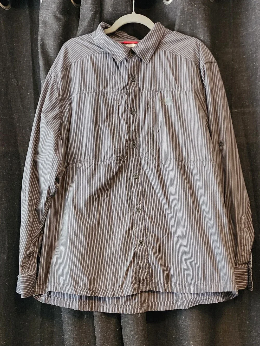 Men’s XXL Nylon Mesh Button-Up Shirt • Black & White Stripe • Casual Lightweight